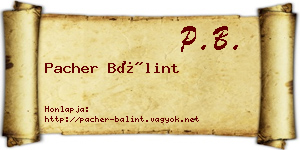 Pacher Bálint névjegykártya